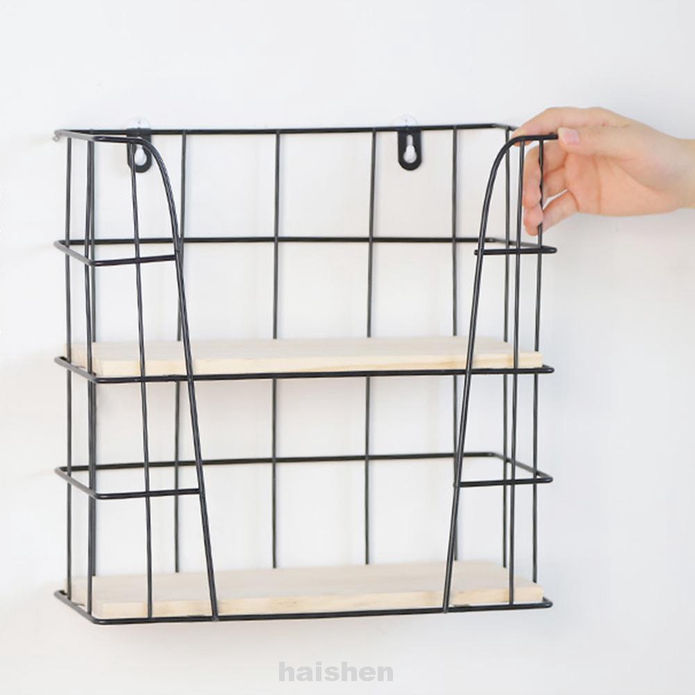 Home Decorative Cafe Wrought Iron Wall Mount Double Layer Nordic Style Storage Rack Shopee Indonesia