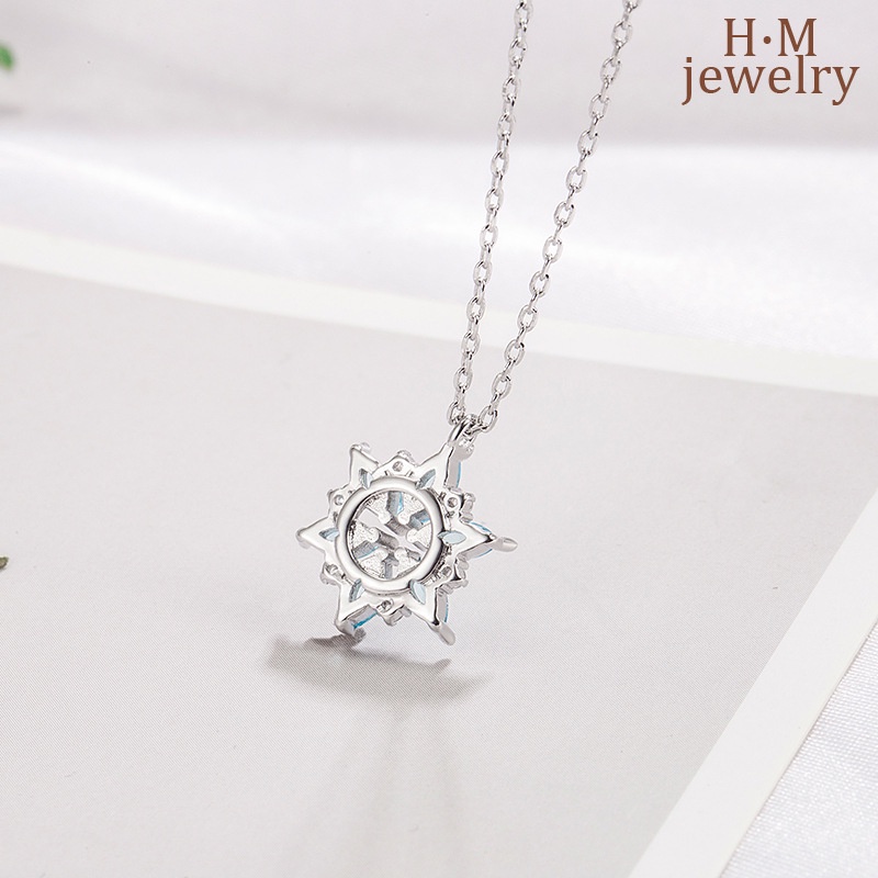 Kalung Rantai Liontin Snowflake Hias Kristal Imitasi Simple Mewah Untuk Wanita / Hadiah Ulang Tahun