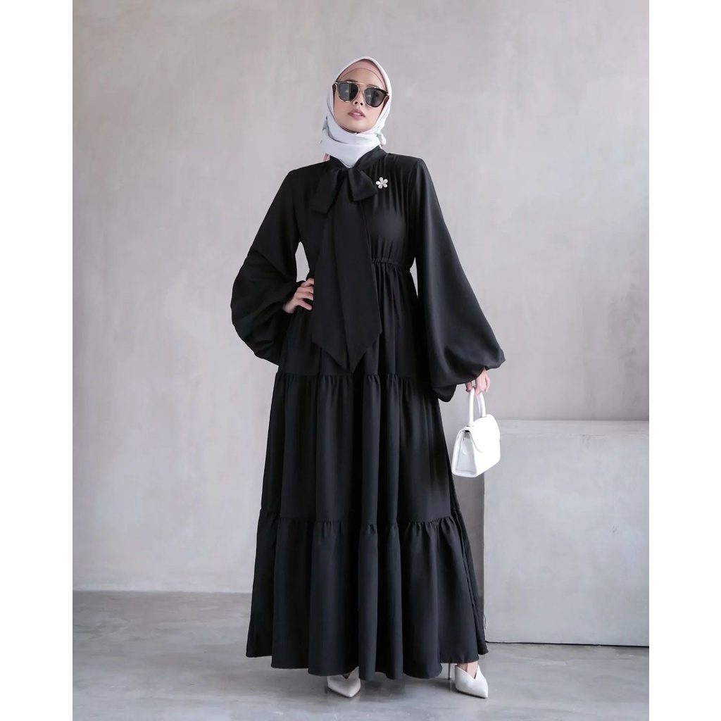 Gamis Polos Kasual Arabelle Maxi Dress Baju Kondangan Fashion Muslim Terbaru pakaian Wanita Muslimah