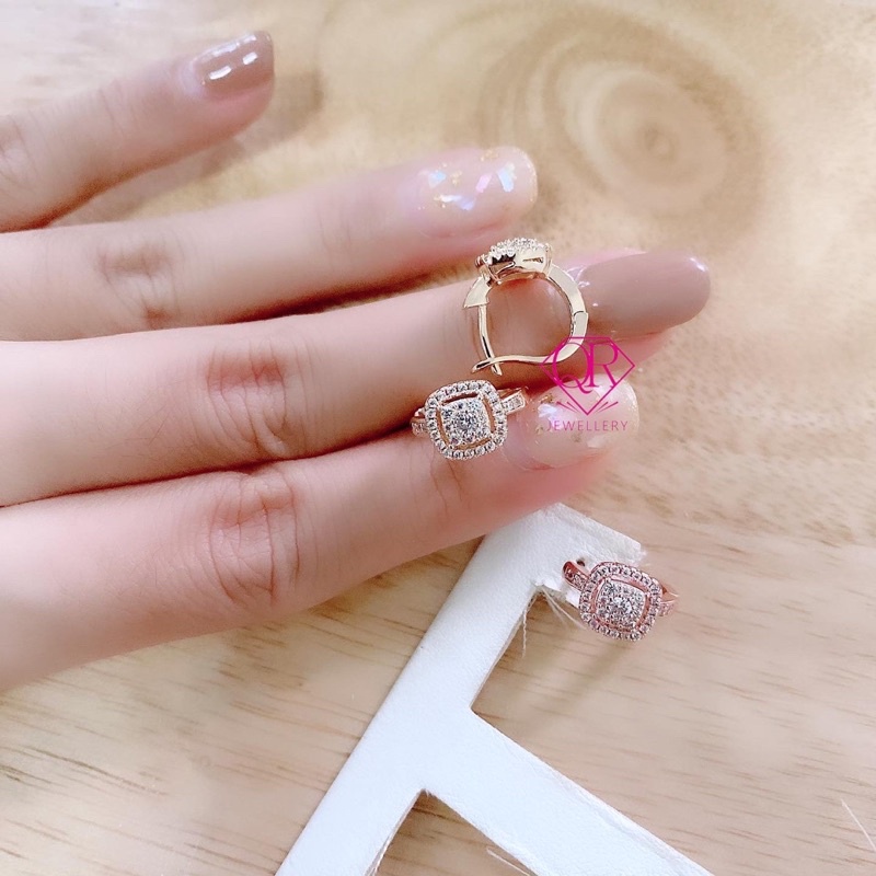 anting jepit petak kode 013048 replika berlian lapis emas