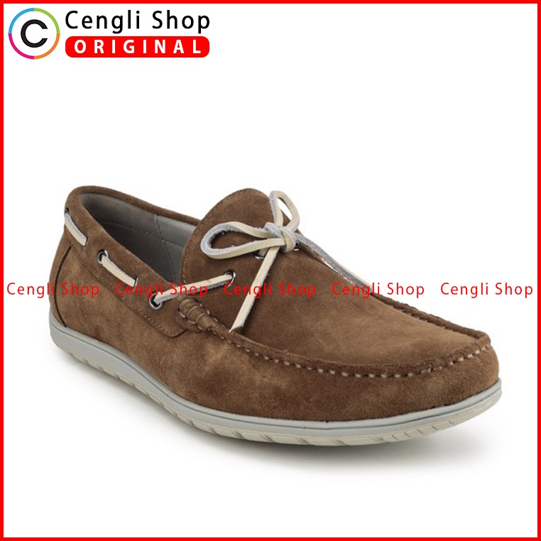 SEPATU OBERMAIN PRIA ORIGINAL SLIP ON CASUAL KULIT TERBARU COKLAT OM02