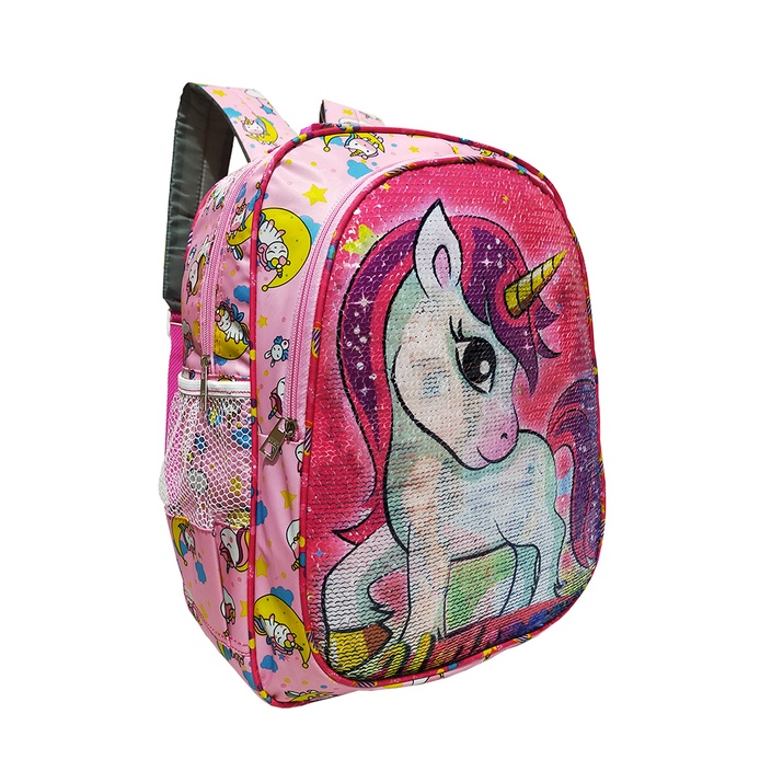 APPA Tas Ransel Anak Prempuan Sekolah  TK/SD Sequin Usap 2 Gambar Berubah Karakter  UNICORN - FROZEN Terbaru