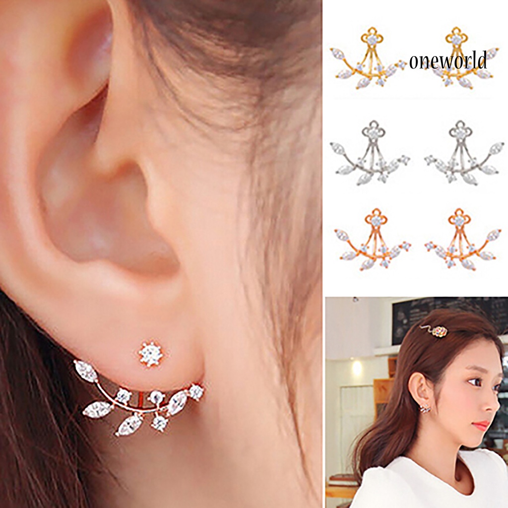 OW@ 1 Pair Women Earrings Attractive Jewelry Gift Mini Women Rhinestone Ear Studs for Wedding