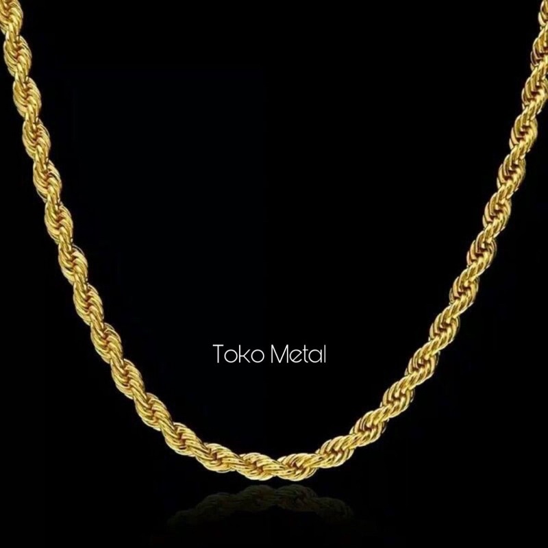 Kalung Titanium Tambang Pria Dan Wanita Anti Karat Gold [ Toko Metal ]