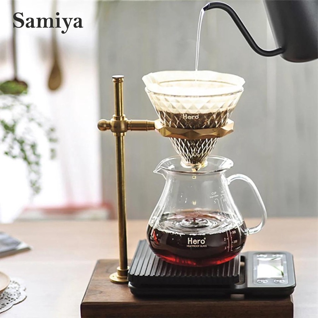 pour over coffee driiper stand V60 holder / bracket tiang kopi cooper with premium wood walnut