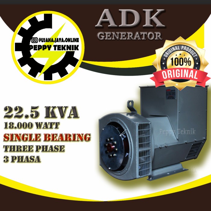 ADK Generator 22,5 KVA Single Bearing / Dinamo Genset