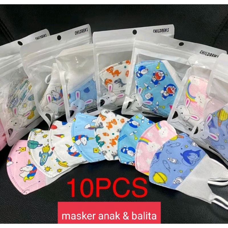 Masker duckbill anak motif 10pcs