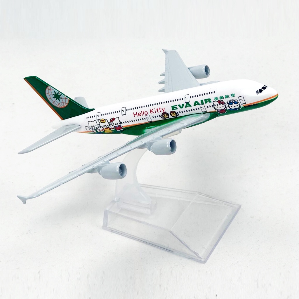 Miniatur DieCast Pesawat Tempur Hello Kitty Airbus 380 Bahan Metal Eva Ukuran 16CM Untuk Hadiah