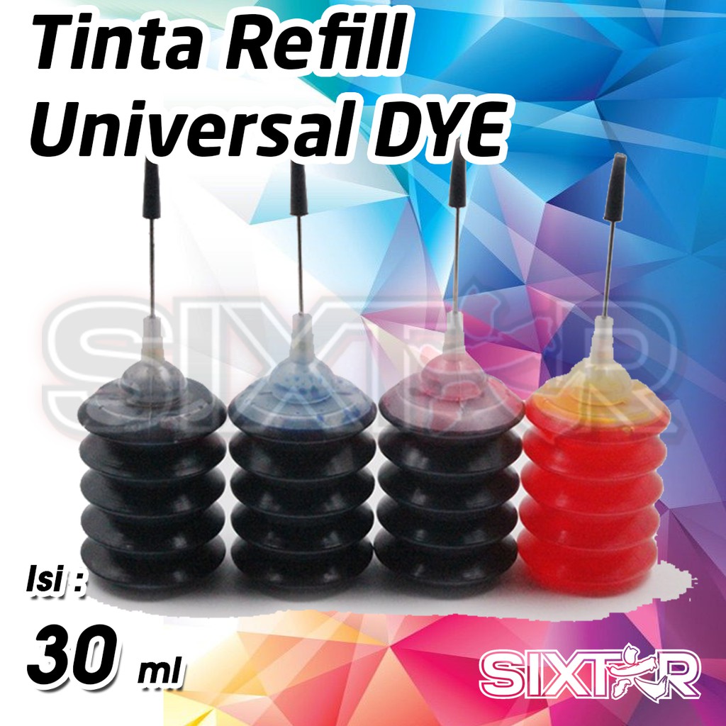 Tinta refill universal HP Canon dan Epson dye based dengan syringe kompatibel CISS 30ml