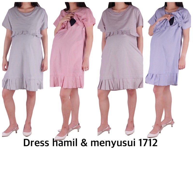 Baju hamil dress hamil katun menyusui 1712 tuliskan warna yg dipilih