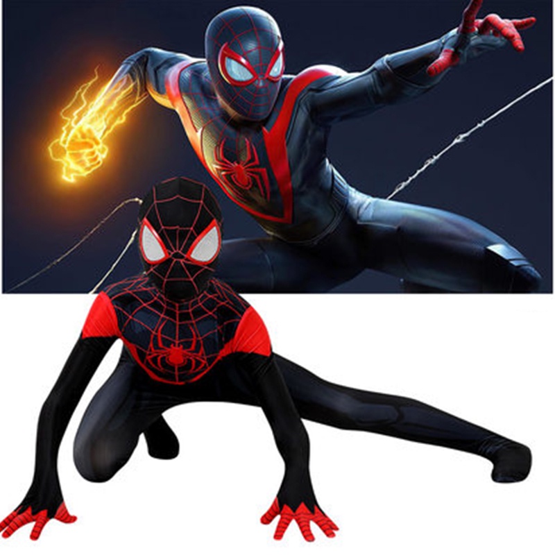 Voucher Halloween Party Spider-man: Miles Celana Ketat Anak Cosplay Game Superhero Avengers Kostum