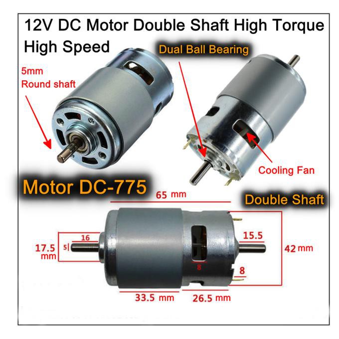 Discount Motor 775 Dc 12V 10000Rpm High Speed Double Shaft Low Noise Dinamo 775 Segera Beli