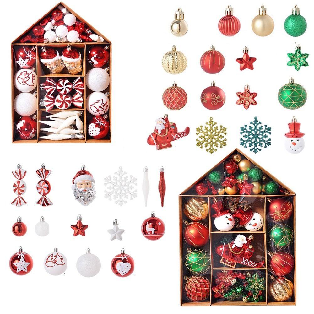 Augustina Set Ornamen Dekorasi Pohon Natal Bentuk Rumahsnowflakesanta Claus