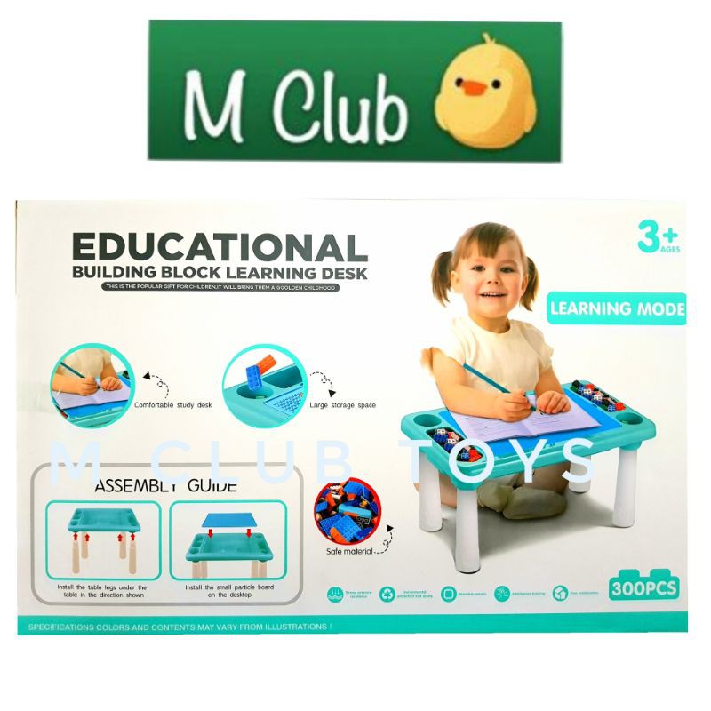 Mainan meja lego block brick besar kecil + meja belajar lego table