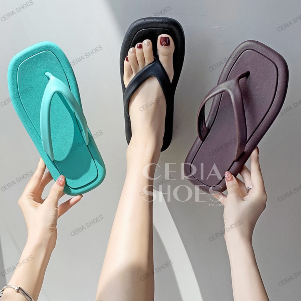 PVC Korean Slipper Sandal Jepit Wanita Bahan Karet Halus Empuk Elastis Import Sol Anti Slip A79