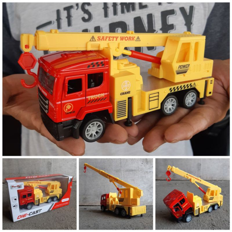 Diecast Truck Crane Alloy - Mainan Miniatur Mobil Truk Derek Towing