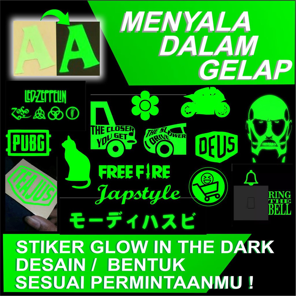 Stiker glow in the dark aesthetic fosfor sticker custom