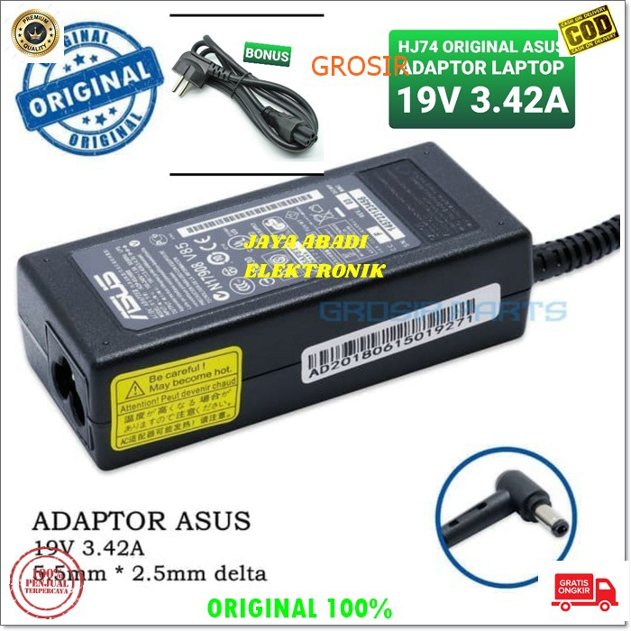 J77 ORIGINAL ASUS 19V 3.42A 65 WATT W ADAPTOR LAPTOP CAS CASAN CHARGER KOMPUTER POWER ADAPTER PC CPU ELETRONIK FAST CHARGING TRAVEL BATOK FAST CHARGING AC DC SPEED ADAPTIVE NETBOOK MULTI UNIVERSAL ORIGINAL VOLT AMPERE VOLTASE BISA SEGALA JENIS LAPTOP ASUS