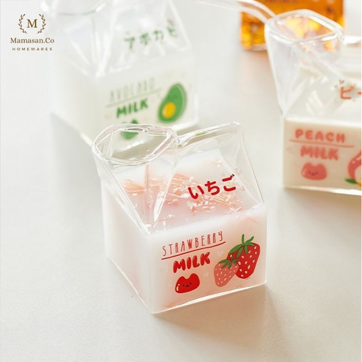 Glass Milk Cup with Straw | Gelas Lucu | Alat Minum by Mamasan.Co