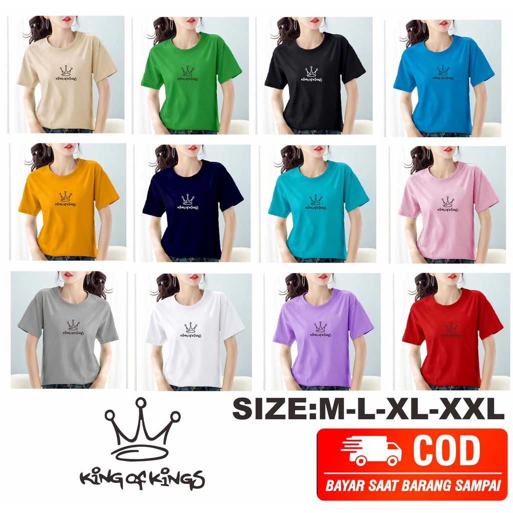 Kaos wanita king of king / Baju wanita Poly cotton combed / Kaos polos wanita lengan pendek