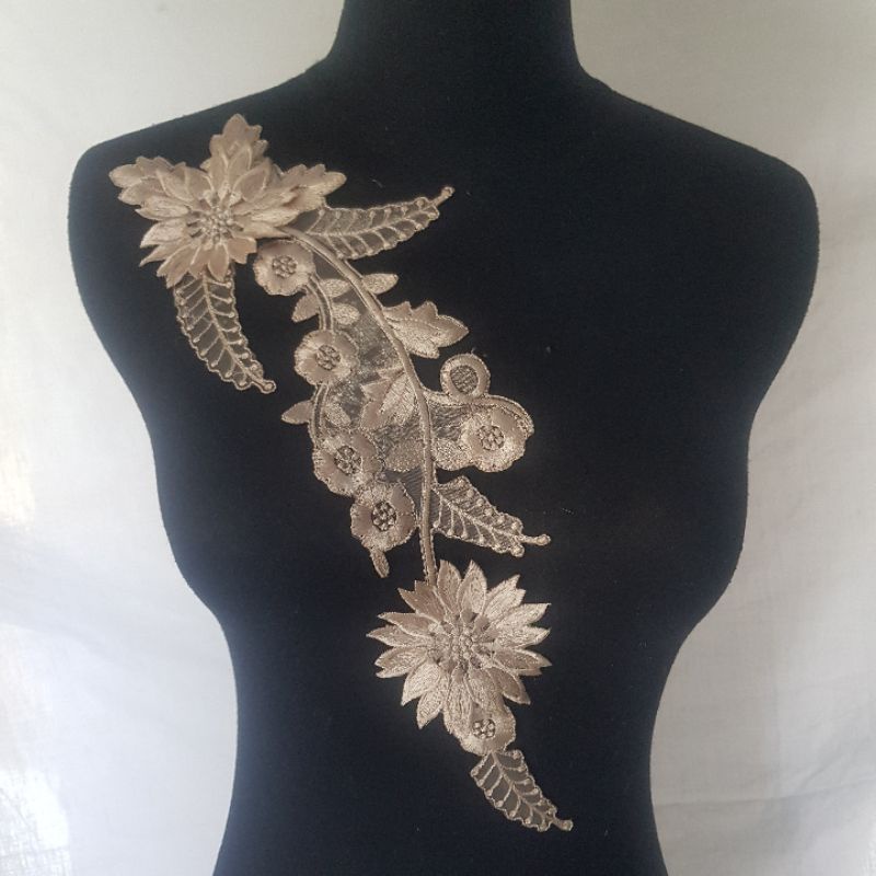 Bordir tempel bunga 3D/ aplikasi bordir