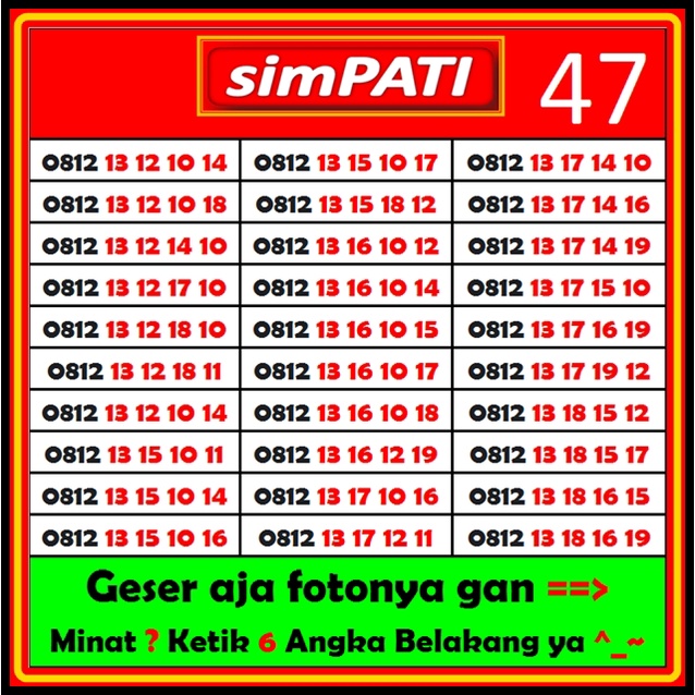 NOMOR CANTIK SIMPATI TELKOSMSEL URUT BELASAN