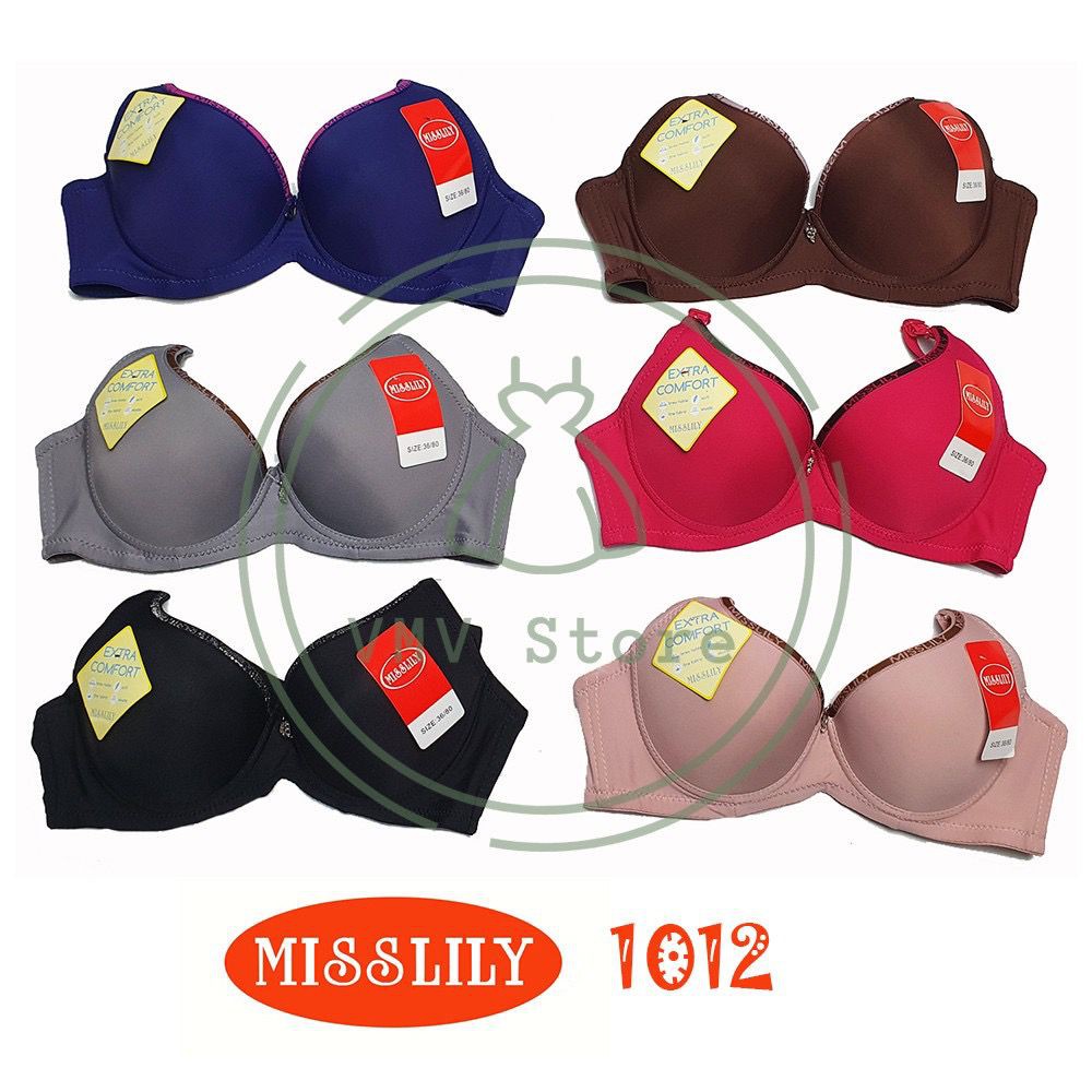 ORI Bra Kawat Misslily 3267 Cup B Kait 3 Motif Ribbon Klasik Extra Nyaman Bh Kawat MissLily