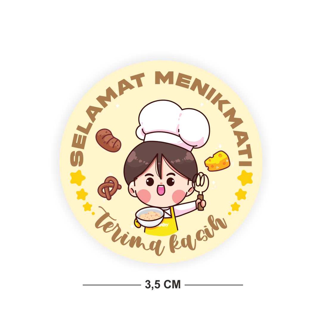 

60 Pcs Thank You Sticker Chef Boy Selamat Menikmati Untuk Makanan Stiker Terima Kasih TK40