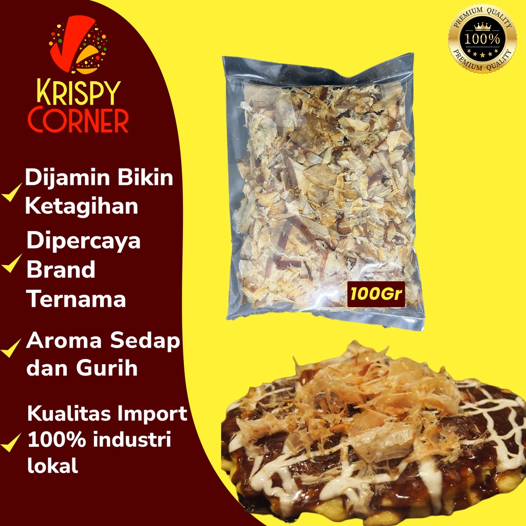 

katsuobushi Takoyaki Katsuoboshi katsubushi Halal Topping Taburan Toping Takoyaki Bonita Flakes 100 Gram Serutan Ikan Cakalang Asap Takoyaki Okonomiyaki
