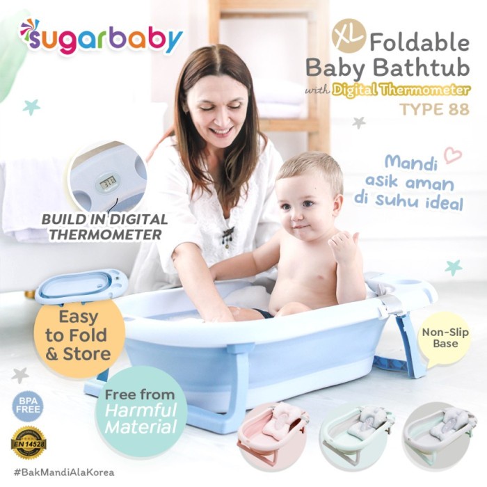 [F 88] Sugarbaby XL Foldable Baby Bathtub With Digital Thermometer