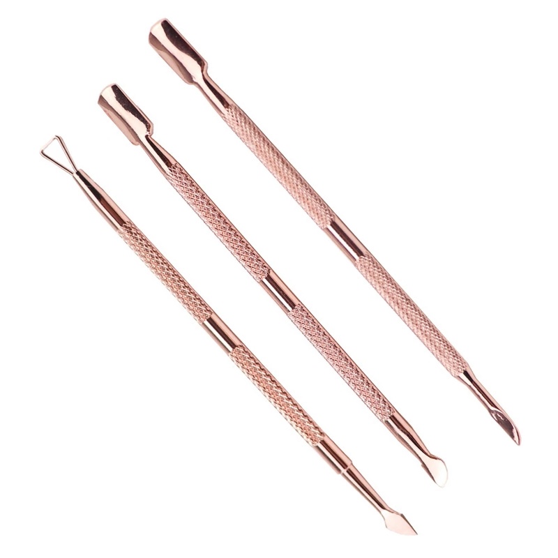 3pcs Alat Pendorong Kutikula Bahan Stainless Steel Untuk Nail Art