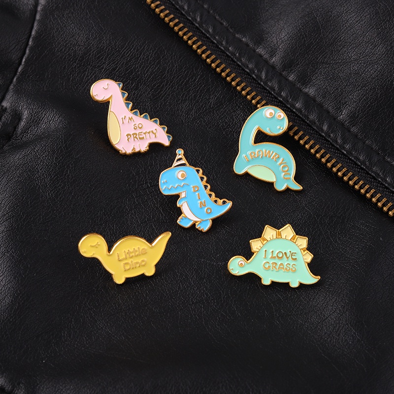 Bros Pin Desain Kartun Dinosaurus 5 Gaya Untuk Hadiah