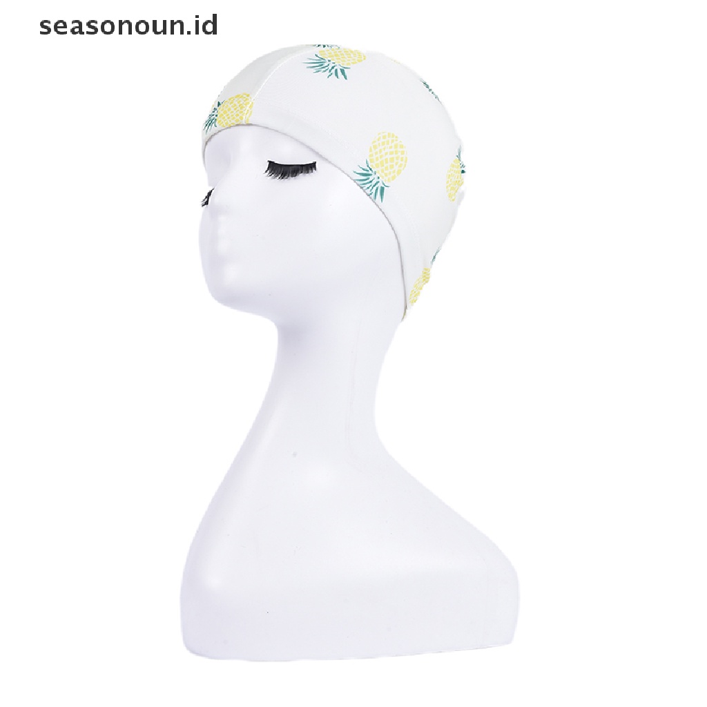 (seasonoun) Topi Renang Elastis Anti Air Motif Print Kartun Untuk Anak