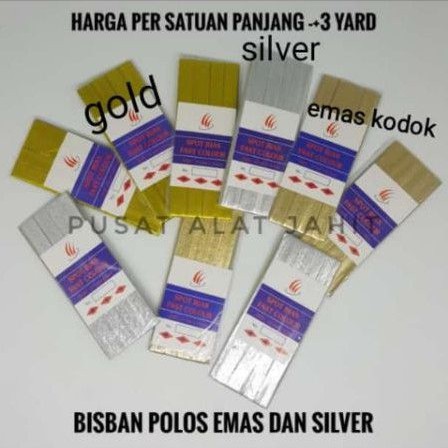 BISBAN LISBAN PITA LIS BIS POLOS SATIN PAKAIAN BAJU EMAS PERAK GOLD SILVER SPOT BIAS FAST COLOUR