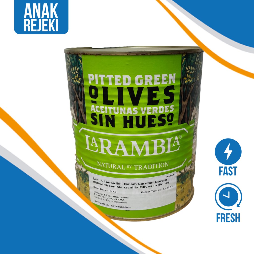 

La Rambla Pitted Green Manzanilla Olives 3kg - Buah Zaitun Olive Hijau