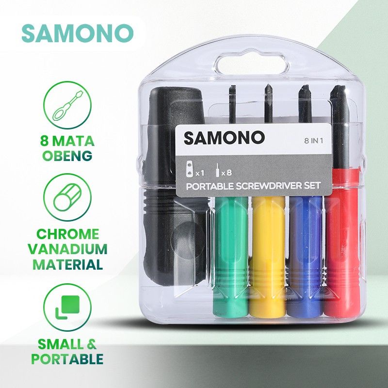 Samono SST002 8Pcs Obeng Set Service Screwdriver Tool Set Multifungsi Chrome Vanadium Material