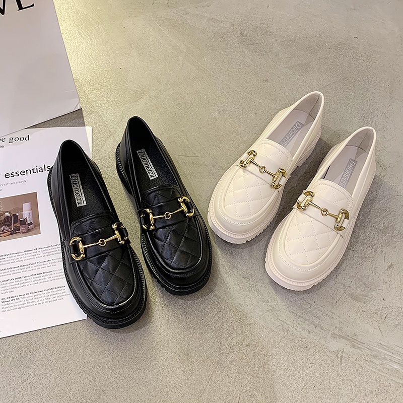 Sepatu Pantofel Slip on Wanita Cewek Import Kulit Sol Karet Murah Hitam Casual Beige Black Loafers Flat Shoes - Ukuran 35 36 37 38 39 40-8