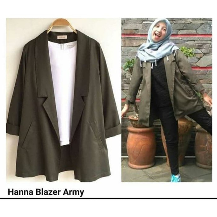 HAN BLAZER WANITA FIT TO L HIJAU ARMY