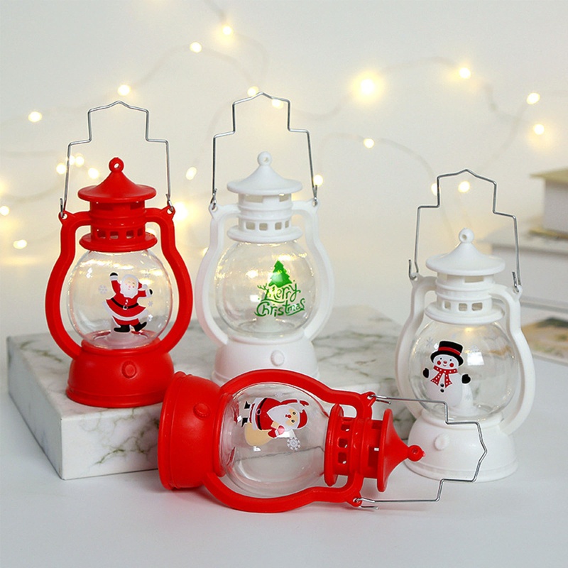 Lentera Minyak Tanah Desain Santa Snowman Gaya Retro Vintage Untuk Dekorasi Natal