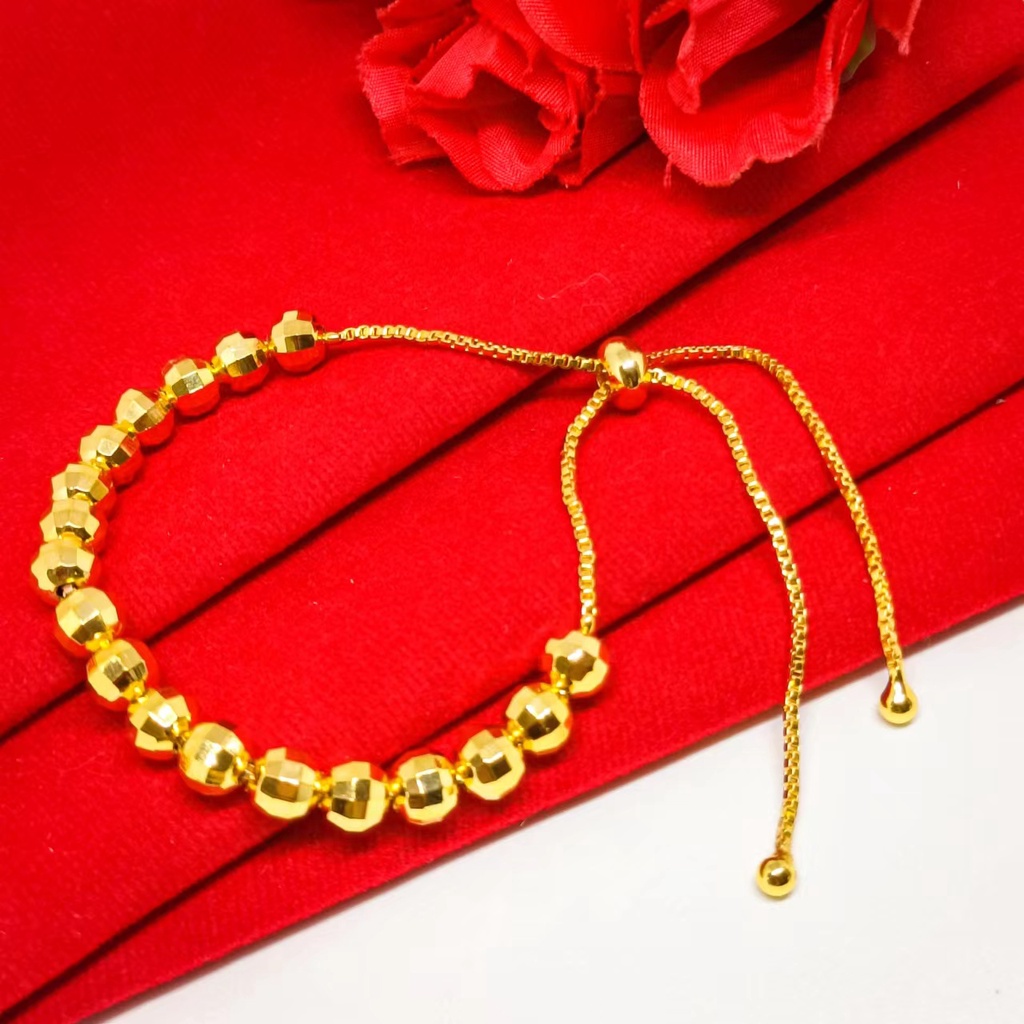 Gelang motif Gelombang Kacang bulat 24K