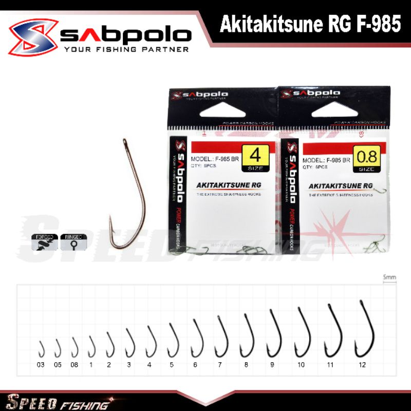 Hook Mata Kail Pancing Sabpolo Akitakitsune RG F-985 BR Lubang