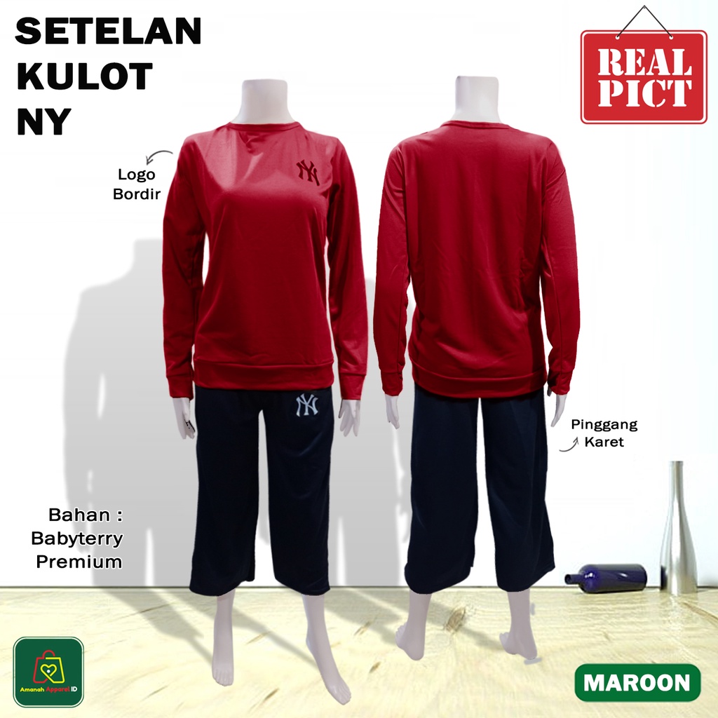 Baju Setelan Wanita KULOT NY Pakaian Perempuan Trendi Kekinian Size XL / 28453