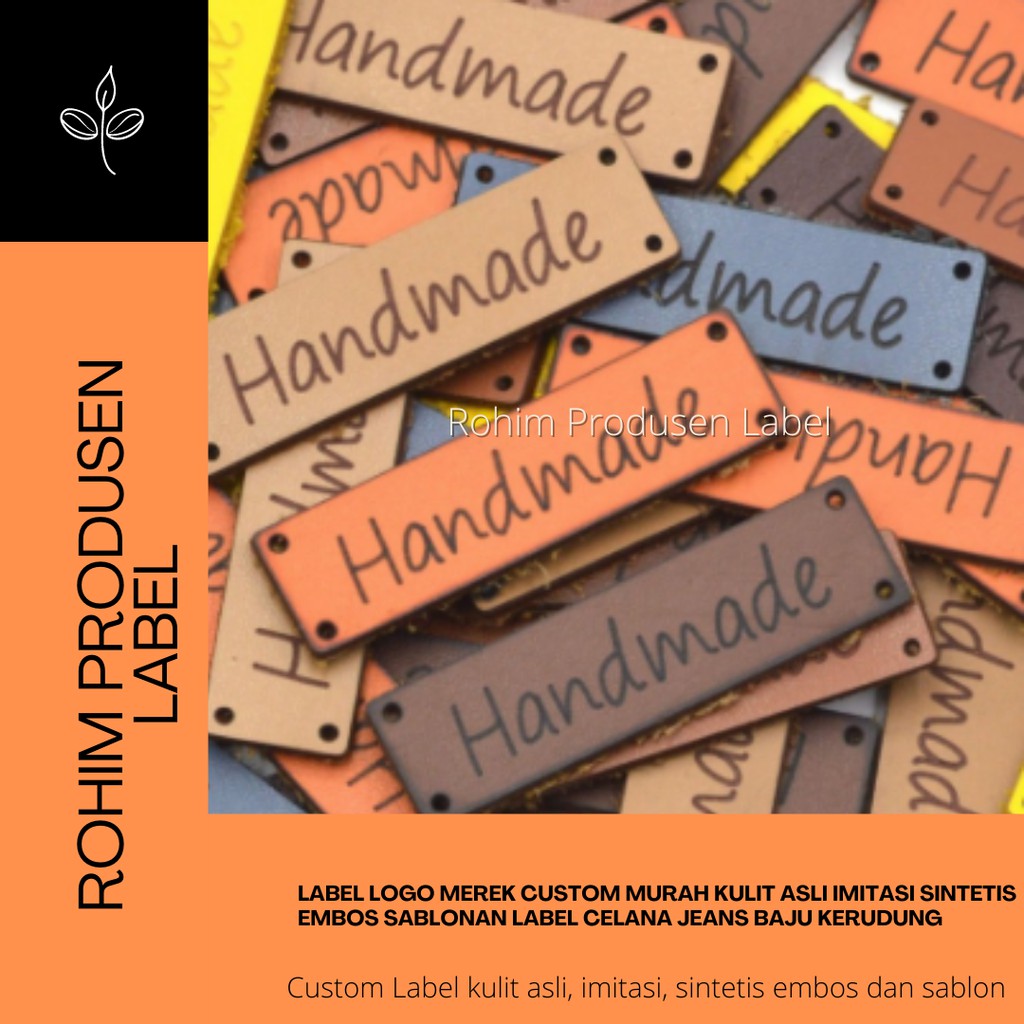 Label Logo Merek Custom Murah Kulit Asli Imitasi Sintetis Embos Sablonan Label Celana Jeans Baju 11