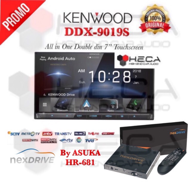 Kenwood DDX-9019S Head Unit Double Din Tape Mobil Audio & TV Tuner Digital NEXDRIVE HR-681 By ASUKA