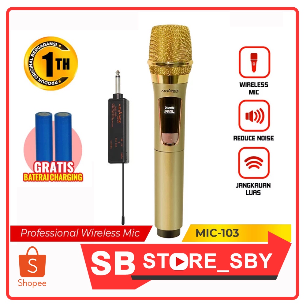 Mic Wireless Single Advance MIC 103 Microphone Single Wireless Advance