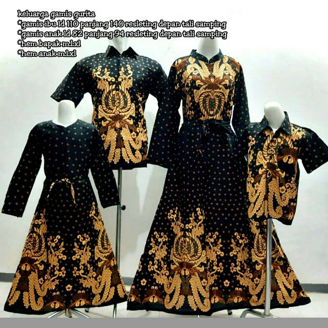 Batik Couple Keluarga Ayah Ibu Dan Anak Family Set Gurita Sogan Silver