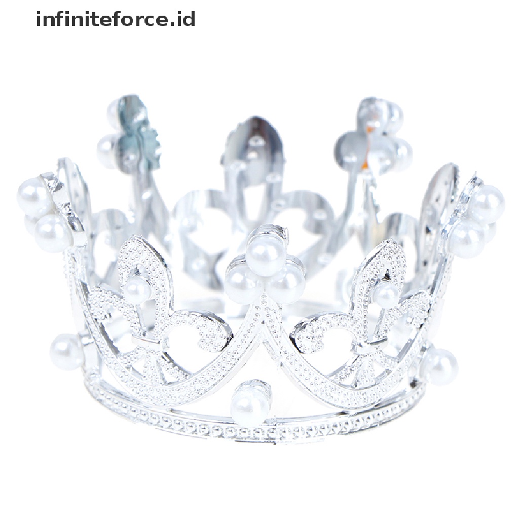 1pc Mahkota Tiara Mini Hias Kristal Mutiara Aksesoris Rambut Anak Perempuan