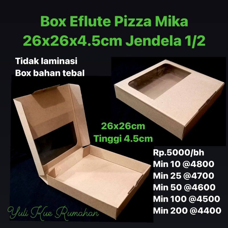 

Box Eflute Pizza Mika 26x26x4.5cm Jendela 1/2