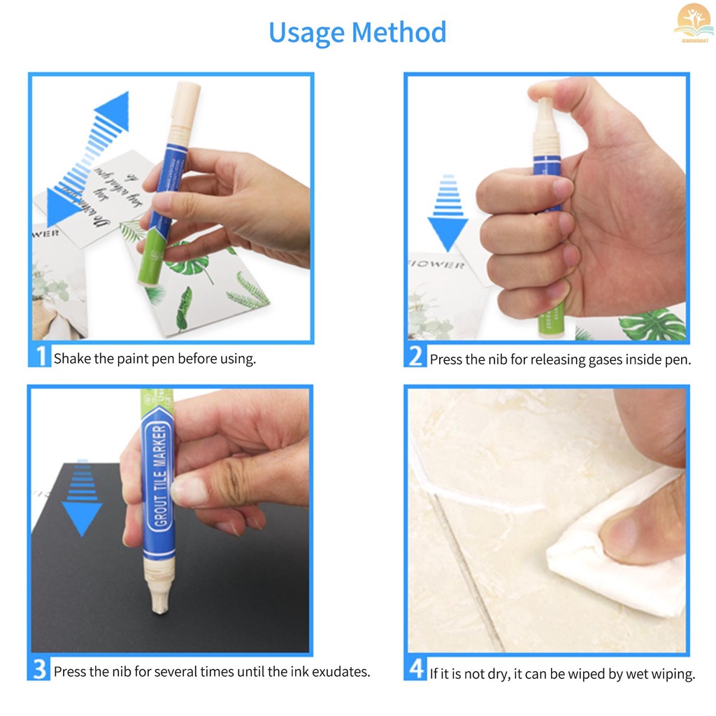 BIGTHUMB Grout Pen Water Based Tile Grout Paint Pen Renew Repair Marker Tile Gap Line Coating with Replacement Tip Waterproof for Bathroom Kitchen Parlor Balcony Floor Restore