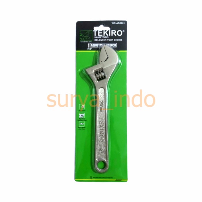 KUNCI INGGRIS 8&quot; TEKIRO WR-AD0281 ADJUSTABLE WRENCH CHROME